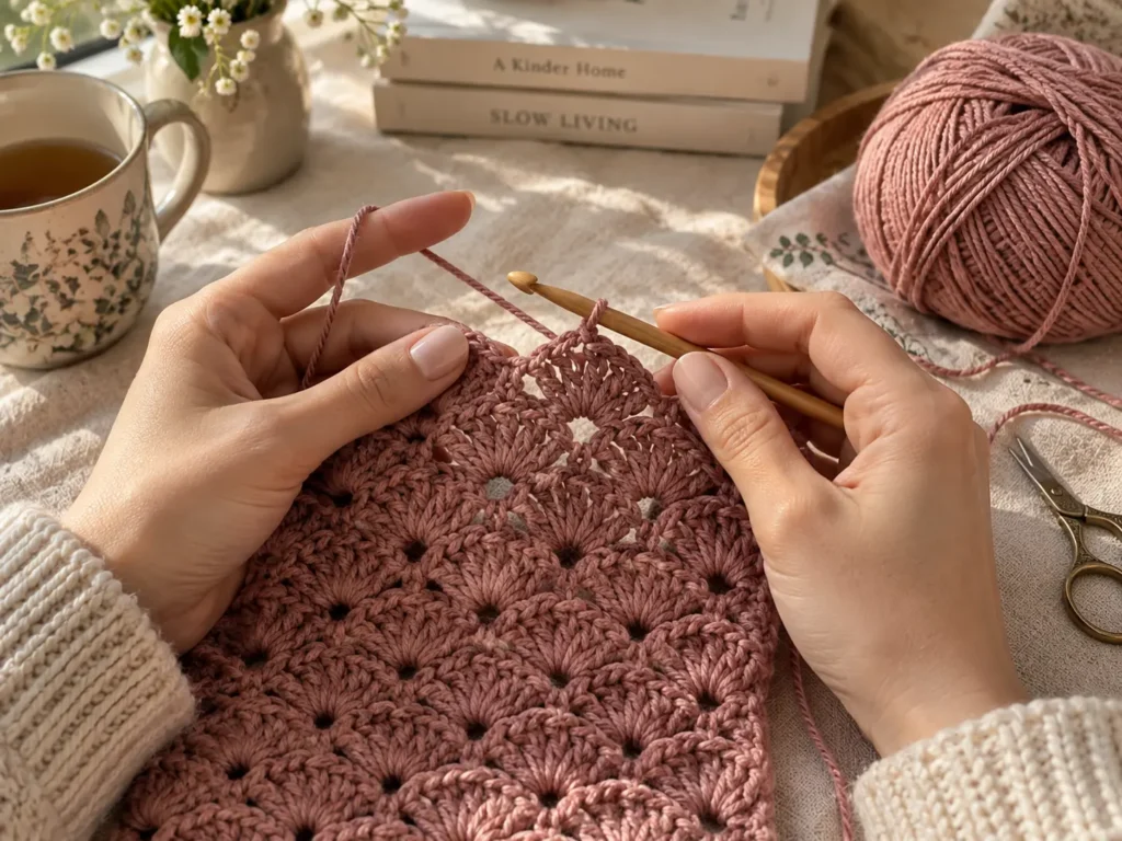 free crochet sweater patterns – close-up of shell stitch texture